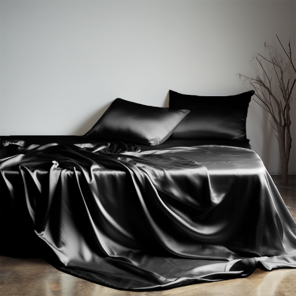 Premium Black 22 Momme Silk Flat Sheet