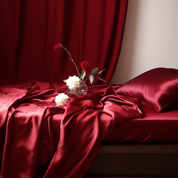 Luxurious Red 19 Momme Silk Flat Sheet